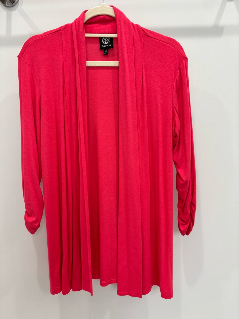bobeau Open Front Cardigan - Hot Pink